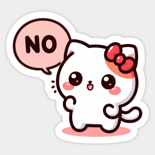 Kawaii Kitten Saying No Sticker